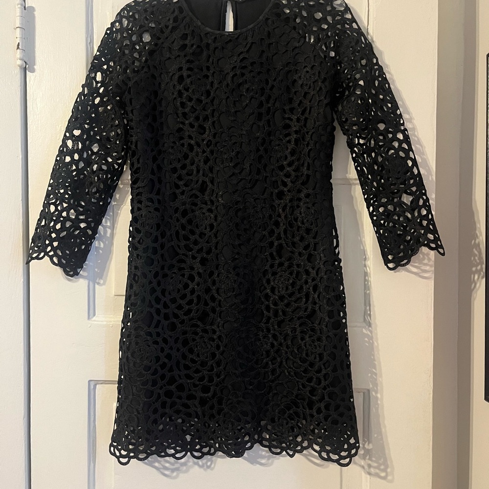 Black Crochet Lace Shift Dress
